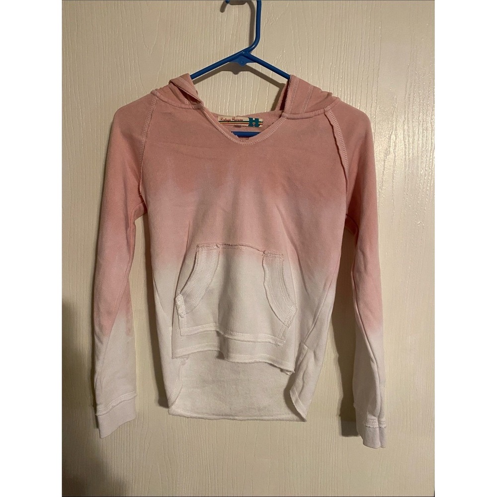 Vintage Havana Girls Pink White Ombre Dip Dye V-Neck Hoodie Sweatshirt L 14
0502